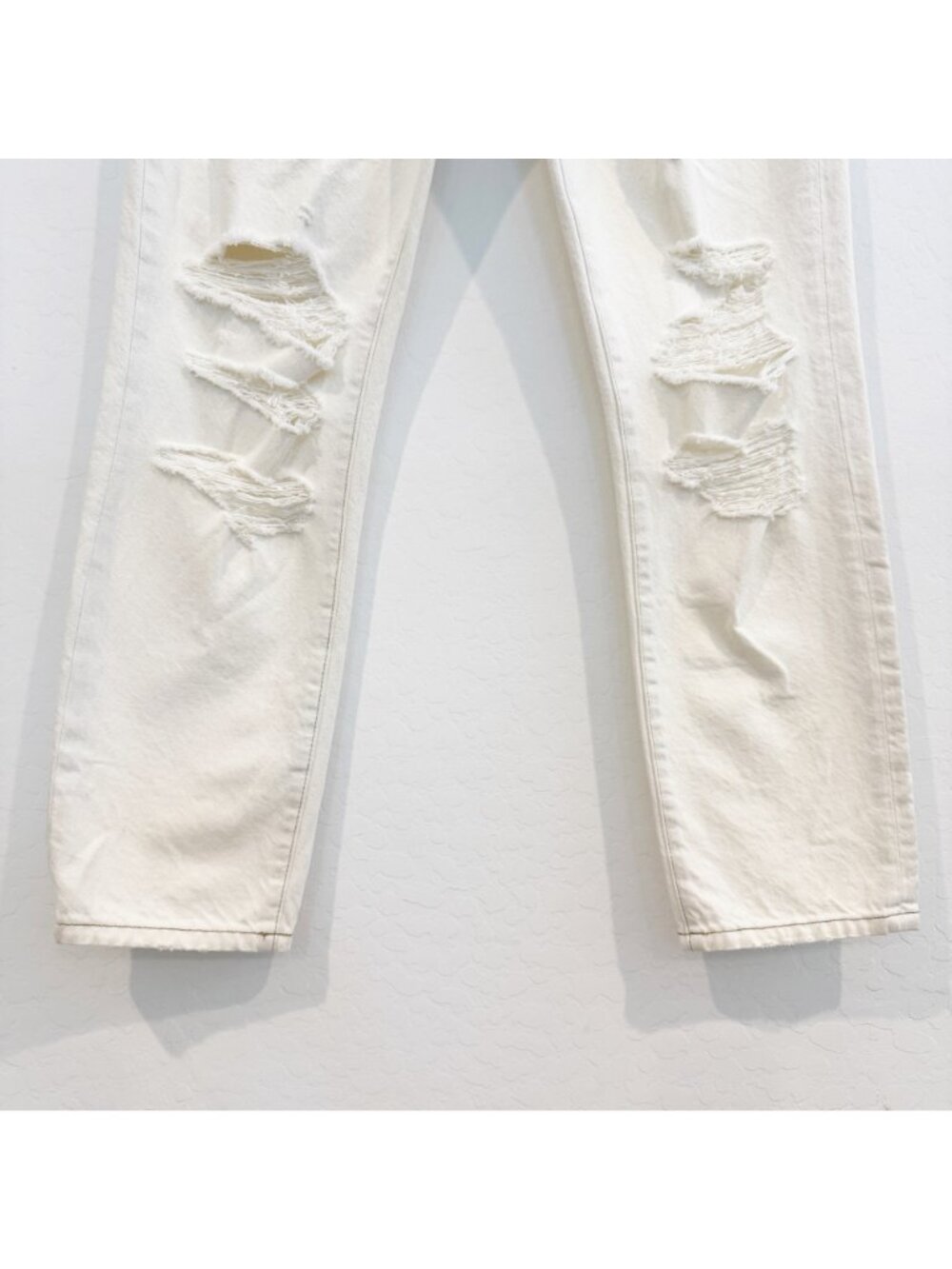 Frame Jeans Size 25 Off White Distressed High Rise Button Fly Rigid Alternative - Picture 5 of 10